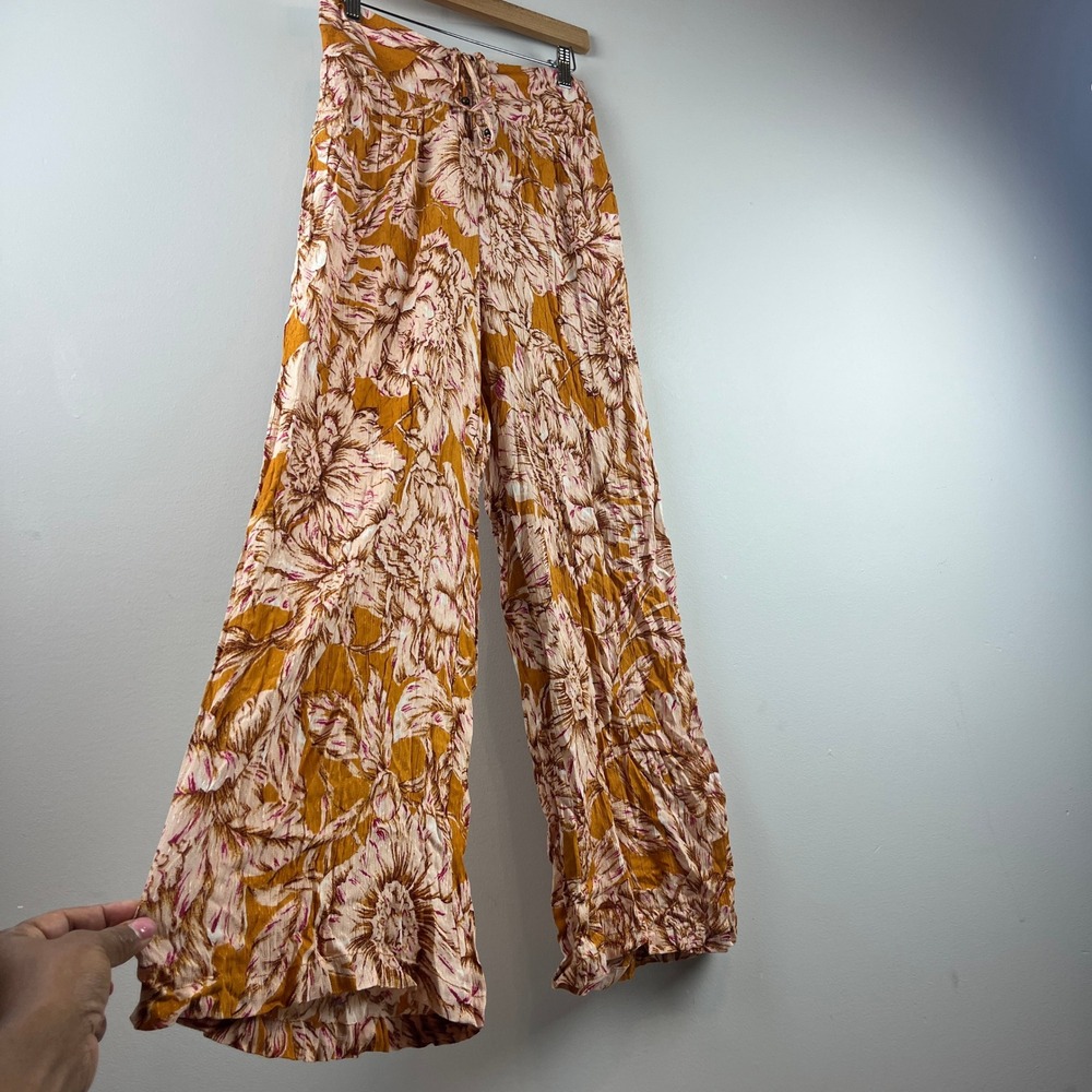2/$30 New with tag Band of The Free Tan Arizona Gold Floral Wide Leg Pants Small - Picture 7 of 9